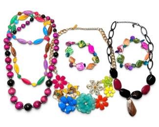 Purple Black Beaded Statement Necklaces