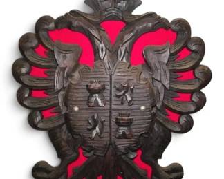 Vintage Hand Carved Coat Of Arms