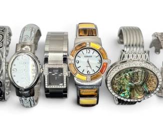 SilverToned Cuff Watches Wrist Watches