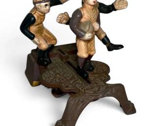 Vintage Rugby Cast Iron Mechanical Coin Bank
