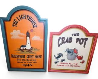 Lighthouse Crab Pot Wood Wall Decor Signs