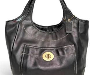 Coach Ergo Black Leather Shoulder Tote Bag w COA