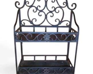 Ornate Black Metal Bakers Or Plant Rack