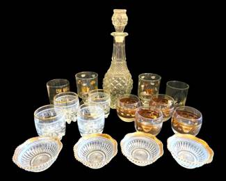 Gold Clear Barware Glasses, Dishes Glass Decanter