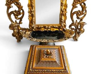 Gold Gilt Decor Candle Sconces, Mirror, More