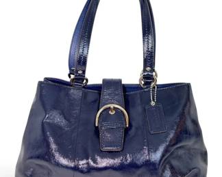 Coach Navy Blue Soho Leather Tote Bag w COA