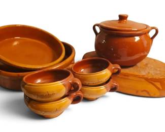 Terra Cota Serving Dishes Gispatcho Pot With Bowls
