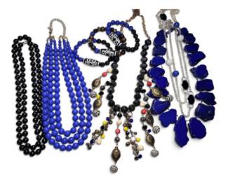 Cobalt Blue Black Beaded Necklaces and Bracelets