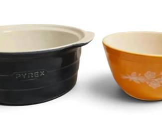 Pyrex Butterfly Gold Mixing Bowl Ceramic Casserole Dish