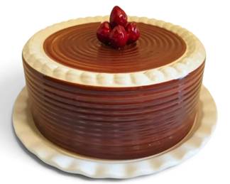 Chocolate Cake With Strawberries Ceramic Cakeplate Made In Portugal