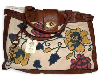 Fossil Embroidered Floral Tote Bag