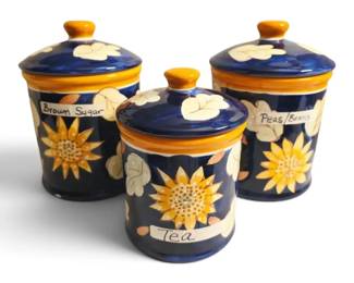 Olive Thyme Ceramic Sunflower Canisters