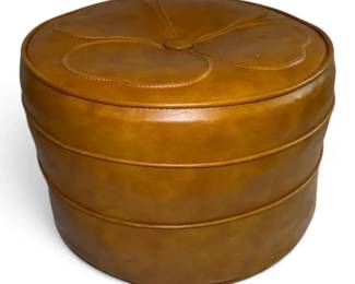 Vintage Leather Clover Ottoman Footstool