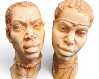 Carved Resin African Tribal Man Woman