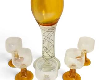 Art Glass Chalice 5 German Romer Glasses
