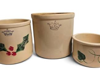 2 Crock USA, 1 Holly Crock Small Ivy Crock