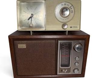Sony AM FM Radio General Electric Clock