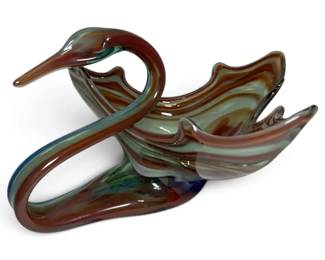 Art Glass Swan Sculpture