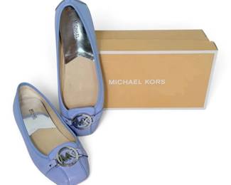 Michael Kors Fulton Light Blue Sky Leather Flats Womens Size 9M w COA
