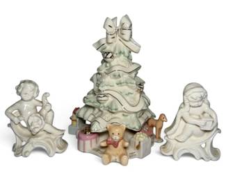 Porcelain White Christmas Tree Angels Goebel, Lenox