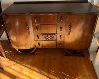 vintage mid-century Art Deco walnut sideboard by Beautility
