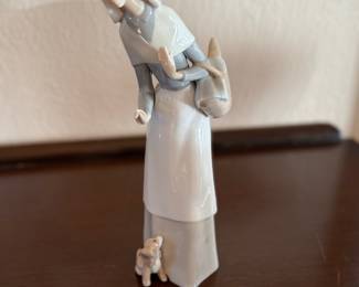 vintage Lladró "Shepherdess with Dog" porcelain figurine (Model #1034