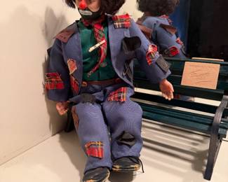 Emmett Kelly Jr Hobo Clown Musical Collector's Doll with Bench by May Lei