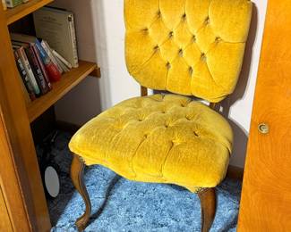 Vintage Yellow Crushed Velvet Chair