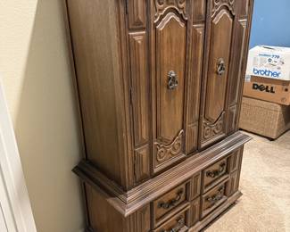 Solid Wood Armoire / Wardrobe β Ornate Carved Details