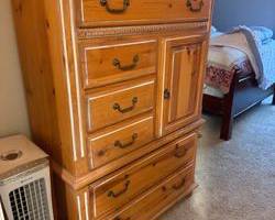 Solid Pine Tall Chest of Drawers Armoire