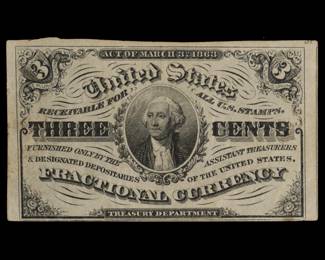 RARE 3c Fractional Currency Note
