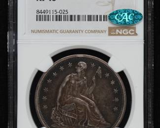 1860-O Seated Liberty Dollar XF 45 CAC