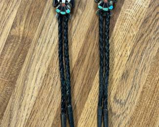 His and hers bird Native American bolo tie