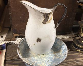 Enamel pitcher and bowl