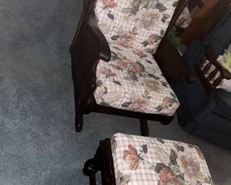 Wooden chair and ottoman 2 of 2
