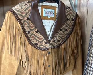 Diamond leather jacket with fringe