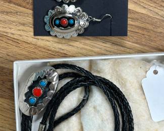 Turquoise earrings and bolo tie 