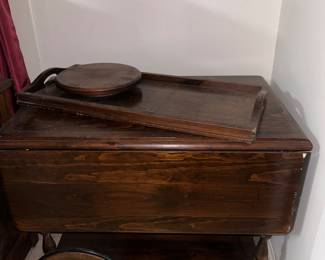 Wooden cart tray and lazy susan 1 of 2