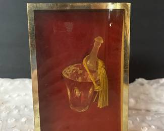  Gorham Crystal 2000 Holiday Tradition champagne bottle and ice bucket Christmas ornament
