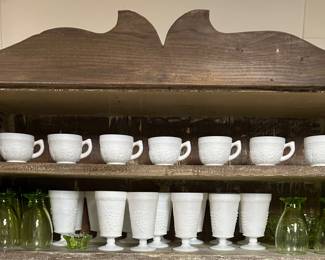 Anchor hocking, “ harvest grape” milk glass and green glass