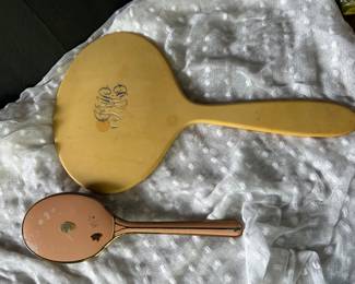 Old school brush and hand mirror