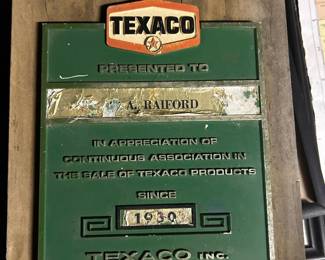 Texaco award plaque