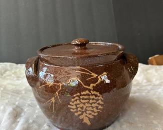Old time pottery canister