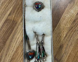 Sterling necklace, earrings, rings