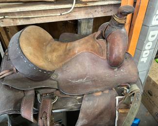 Leather horse saddle 
