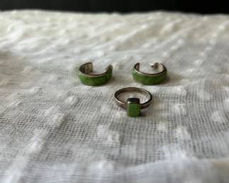 Sterling silver earrings and ring