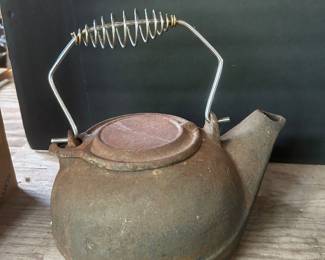 vintage cast iron tea kettle