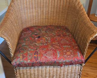 Vintage Wicker and Wrought Iron Barrel Chair