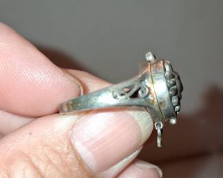 Vintage Sterling Silver Sun Face Poison Ring