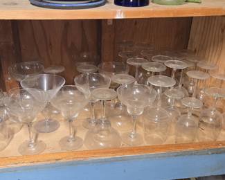 Assorted Vintage Stemware Collection - Margarita, Coupe, and Wine Glasses
